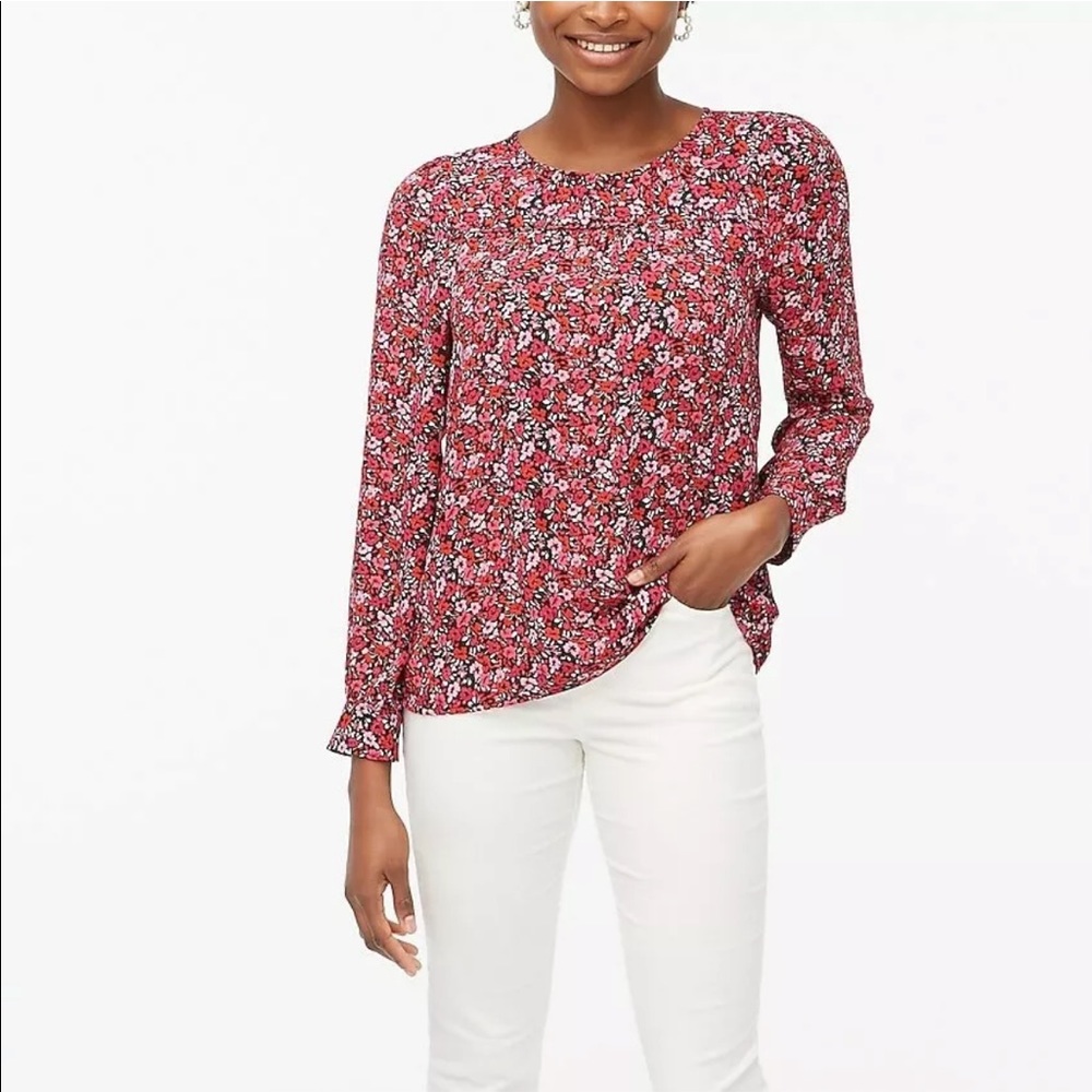 J. Crew Blouse Black in Wild Berry Multi
